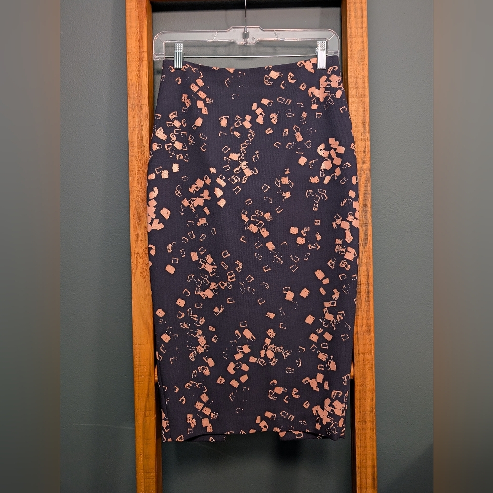 Elizabeth and James Navy and Pink Pencil Skirt